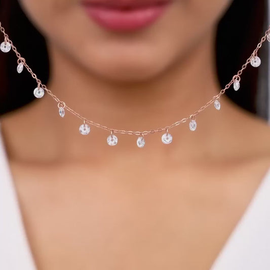 925 silver swarvoski crystal queen chain plated with rose gold