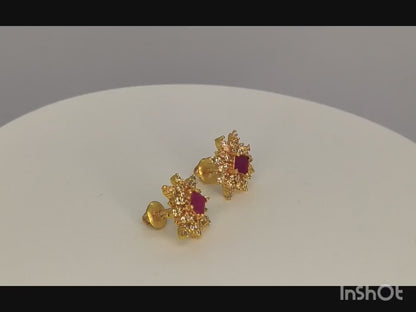 925 SILVER ANTIQUE AD RUBY STUD