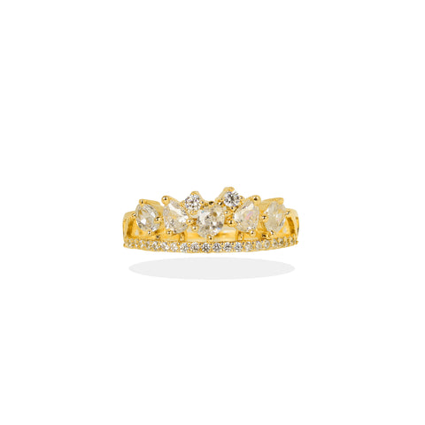 Regal Style 925 Silver Ring with a Stunning Crown Structure with gold plated