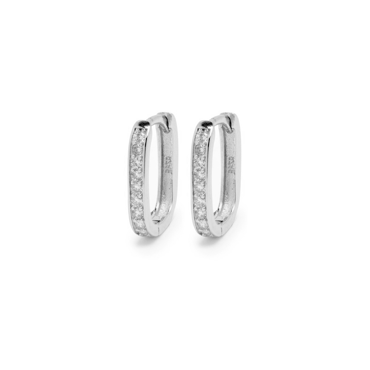 925 Sterling Silver unisex Cubic Zirconia ractangle hoops Earrings | | Gift for Women and Girls &boys and men| With Certificate of Authenticity and 925 Hallmark