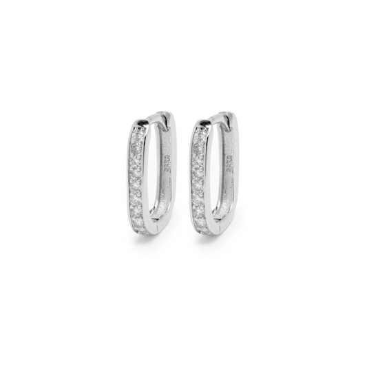 925 Sterling Silver unisex Cubic Zirconia ractangle hoops Earrings | | Gift for Women and Girls &boys and men| With Certificate of Authenticity and 925 Hallmark