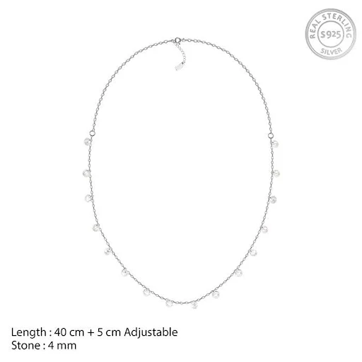 Dazzling 925 Sterling Silver Crystal Chain Necklace