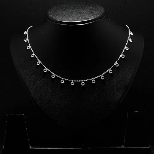Dazzling 925 Sterling Silver Crystal Chain Necklace