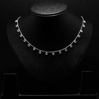Dazzling 925 Sterling Silver Crystal Chain Necklace