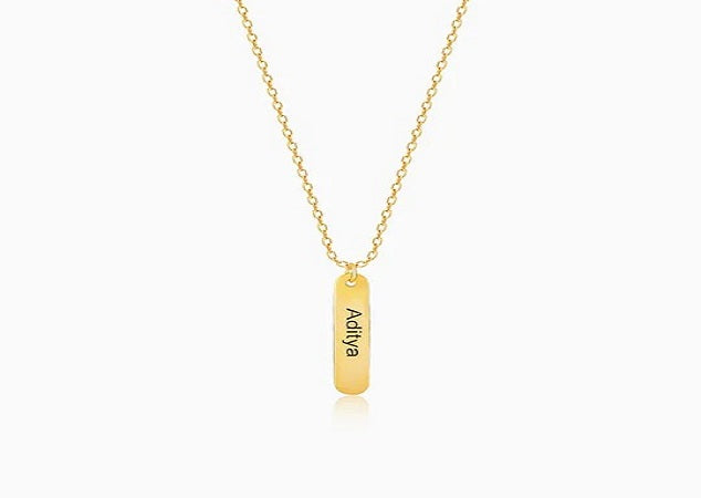 NAME ENGRAVED DOUBLE SIDE CHARMING PENDANT CHAIN