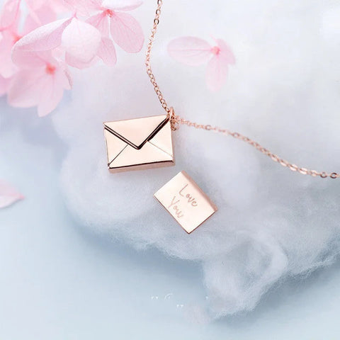 Silver Rose Gold Envelope Chain Pendent