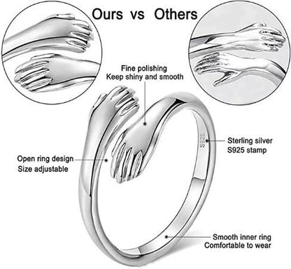 925 Silver adjustable Hug Ring A Unique and Meaningful Gift for her