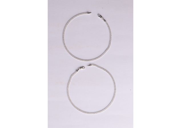 Silver Double Line Anklets