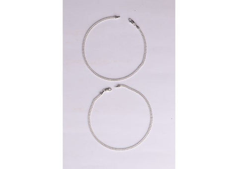 Silver Double Line Anklets