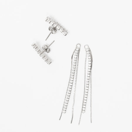 Silver 2 In 1 Western Earing