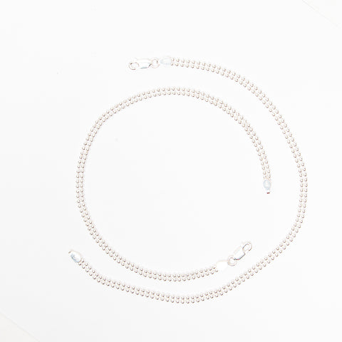 Silver Double Line Anklets