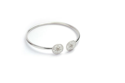 Sterling Silver Flower Adjustable Kada