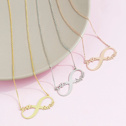 INFINITY COUPLE NAME PERSONALISED NECKLACE FOR HER