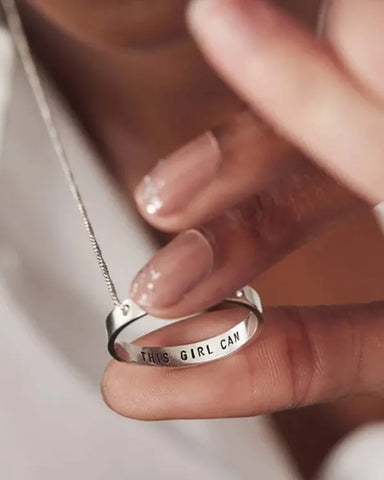 UNISEX PERSONALISED RING PENDANT CHAIN WITH ENGRAVED NAME