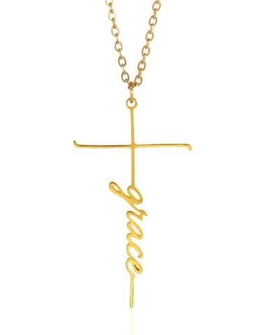 PERSONALISED FAITH AND NAME CROSS NECKLACE