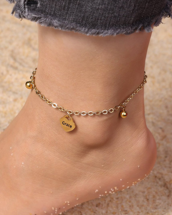 NAME ENGRAVED ANKLET CHARM FOR HER