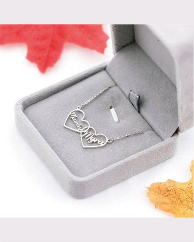 PERSONALISED DOUBLE HEART COUPLE NAME NECKLACE