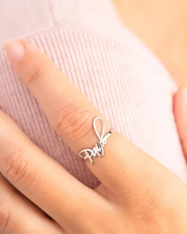 PERSONALISED NAME FONT DESIGN SILVER RING